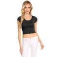 thumbnail image 1 of NYL Womens Basic Short Sleeve Scoop Neck Crop Top - USA, X-Large, Black, 1 of 1