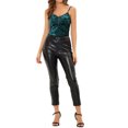 thumbnail image 2 of INSPIRE CHIC Women's Velvet Ruched Front Party Clubwear Tank Top XS Blue Green, 2 of 7