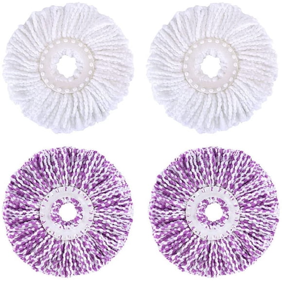 4 Pieces Spin Mop Head Mop Head Mop Heads Microfiber Replacement Mop Head Replacement Mop Head for Spinning Mop White and Purple