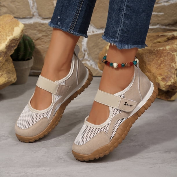 Women's Mesh Mary Jane Sneakers with Adjustable Hook and Loop