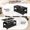 thumbnail image 3 of GUNAITO Table Basse à Plateau Relevable avec 2 Tiroirs, Table Basse Convertible en Bois avec Rangement pour Salon, Table Centrale, Noir, 42 Pouces, 3 of 9
