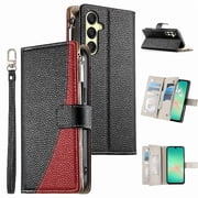 GANGXUN Wallet Phone Case for Samsung Galaxy A17 , PU Leather with Zipper, Wrist Strap,Shockproof for Women & Men