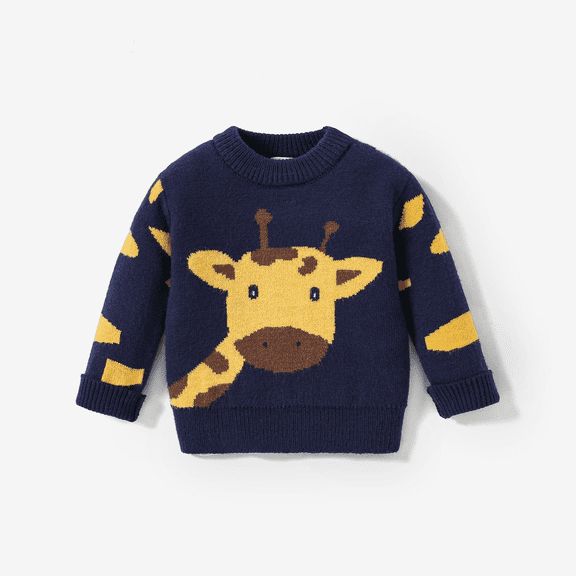 PatPat Baby Boy Giraffe Embroidery Long-sleeve Sweater