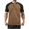 thumbnail image 1 of Mens Basketball Shirts Summer Breathable Henley Shirts Color Blocked Loose Fit Athletic Top Button Up Basic T-Shirts ,S-3XL, 1 of 7