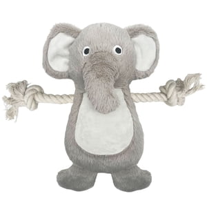 GiGwi 12" Squeaker with Rope Cozy Elephant Dog Toy