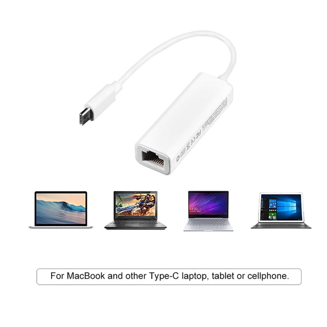 Adaptateur USB C vers Ethernet, Convertisseur Lan Résistant à l'Usure RJ45, Grand Compatibilité pour Systèmes Os Ordinateur Portable Windows Xp/7/8