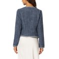 thumbnail image 3 of INSPIRE CHIC Costume d'Halloween pour Femme en Tweed à Carreaux, Ouvert à l'Avant, Blazer Court de Bureau Bleu Foncé m, 3 of 5