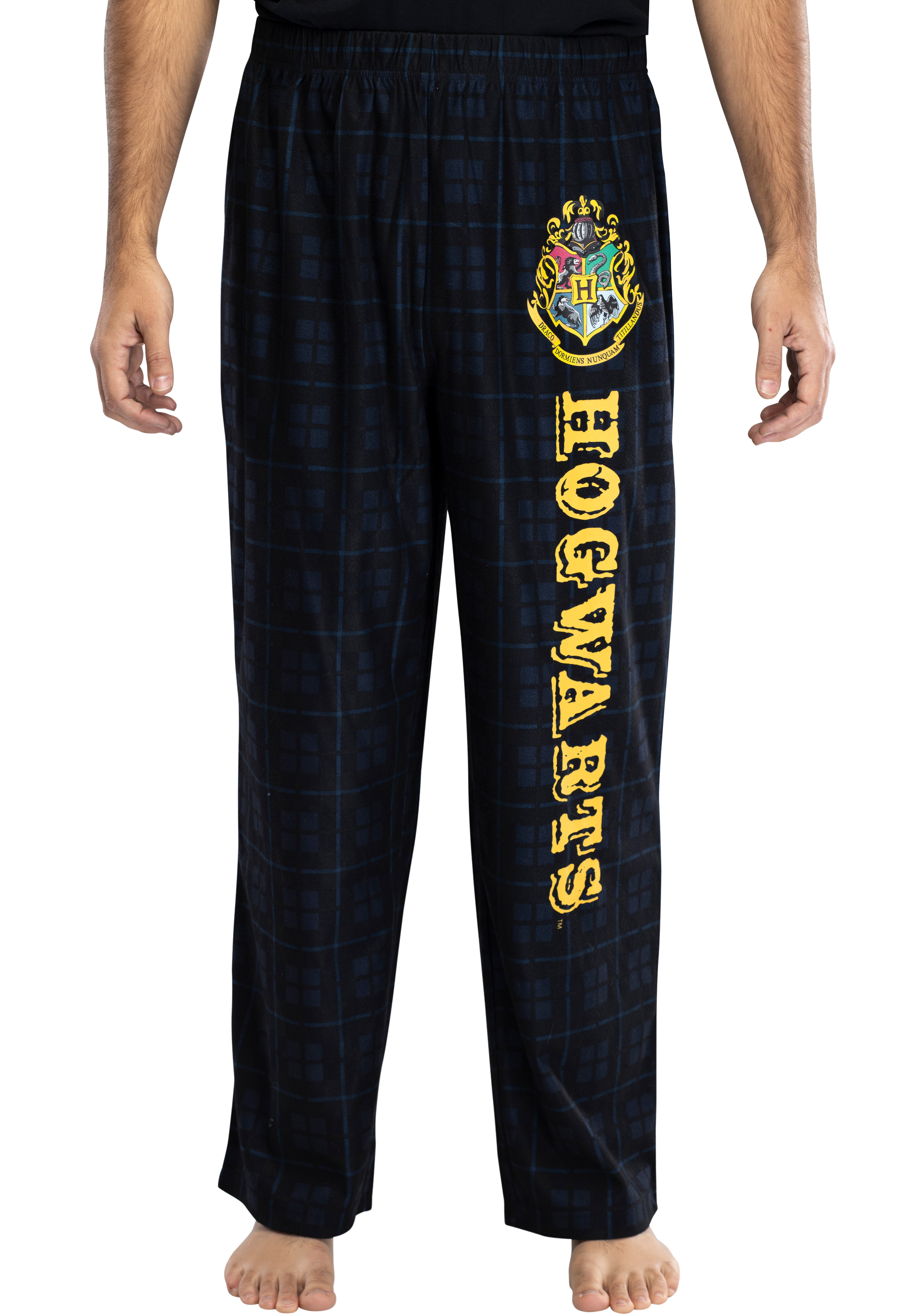 Harry Potter Adult Mens' Hogwarts House Crest Plaid Pajama Pants (Small)
