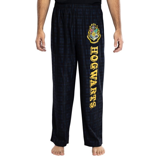 Harry Potter Adult Mens' Hogwarts House Crest Plaid Pajama Pants (Small)