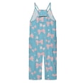 thumbnail image 4 of Girls Overall Bow Print Jumpsuits Rompers for Girls Spaghetti Strap Rompers with Pockets Girls Summer Outfits 11-12 Y, 4 of 5