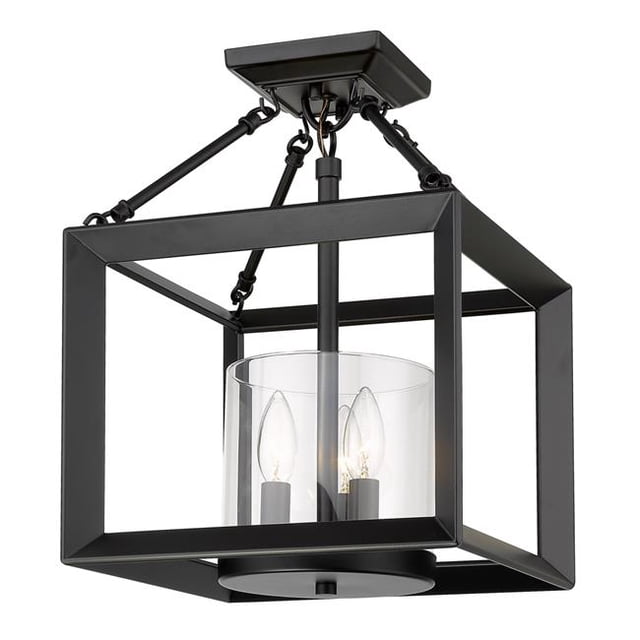 Golden Lighting 2073-SF BLK-CLR Smyth Lampe de Plafond Semi-Renversée, Noir Mat