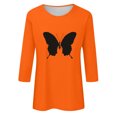 thumbnail image 4 of Dadaria Chemise Orange pour Femmes Hauts T-Shirt à Manches 3/4 Col Ras du Cou Tee Grande Taille Chandail d'Été Blouses 2TG, 4 of 5