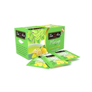 Tea4U Moringa avec Lemon et Ginger Herbal Infusion, Moring a Oleifera du Sri Lanka, Boîte de 25 Sacs à thé