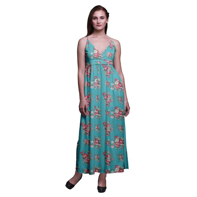 Bimba Robe Longue d'Été Sans Manches à Imprimé Teinture sur Nœuds Décontractée de Plage pour Femmes à Fleurs - Medium