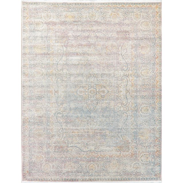 Tapis Ivoire Turc Géométrique Oriental Usé