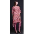 thumbnail image 2 of Bimba Kurtas pour Femmes à Imprimé Ethnique Asymétrique avec Boutons Roses et Fleurs de Magnolia, Hauts d'Été pour Femmes XSmall, 2 of 6
