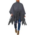 thumbnail image 1 of Haut à Franges à Col Montant à Manches Longues pour Femmes, Grande Taille, Poncho à Franges, 1 of 7