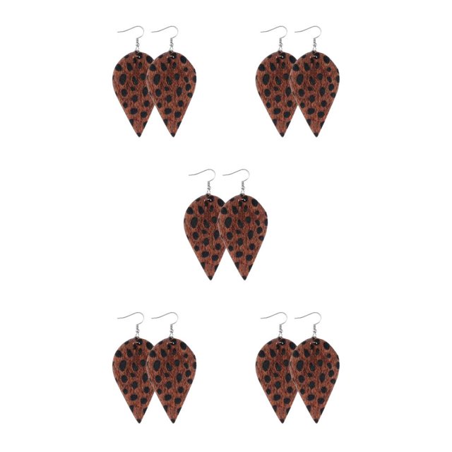 QualitChoice Leopard Print Earrings Body Decoration Water Drop Ear Dangles Birthday Gift Type 16 5Set