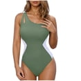 thumbnail image 1 of Diufon Women's Swimsuit Trendy Color Block Single Shoulder Backless Bathing Suits Summer Beach Sport Swimwear, 1 of 5