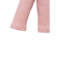 thumbnail image 4 of Xingqing Toddler Baby Girls Fall Spring Outfits Knitted Ribbed Ruffle Long Sleeve Shirt Tops+Skirt Set Pink 9-12 Months, 4 of 9