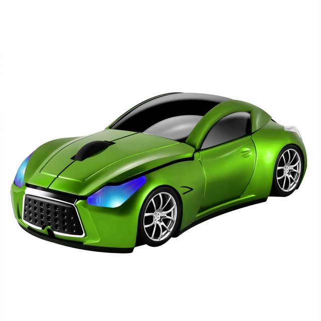 SHARE SUNSHINE Wireless Mouse, 2.4GHz Car Shape Computer Mouse, Optical Cordless Mice with USB Receiver for Laptop PC Computer, Green