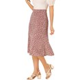 thumbnail image 4 of Unique Bargains Jupe Paysanne pour Femme à Taille Élastique, Ligne A, Midi, Imprimé Feuilles, Rouge Blanc, P, 4 of 7