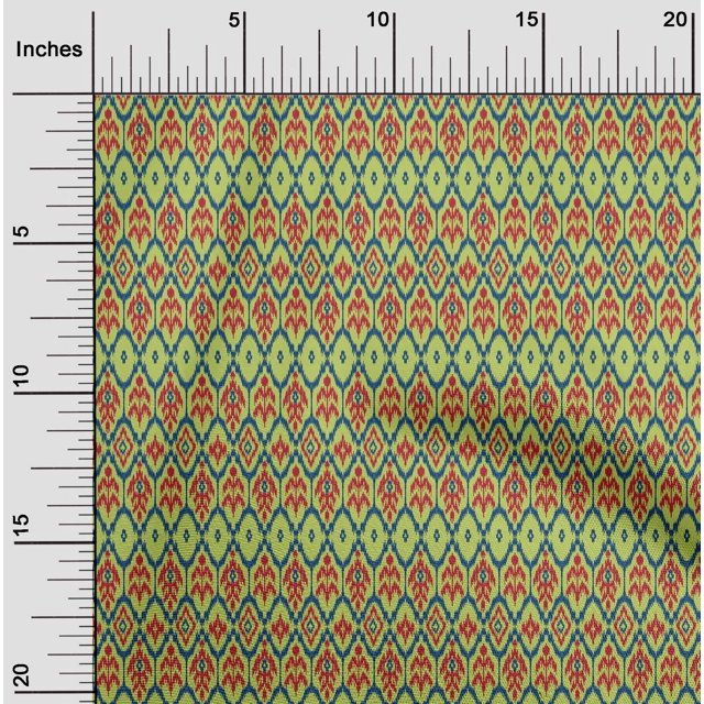 oneOone Cotton Cambric Fabric Geometric Ikat Printed Craft Fabric BTY 56 Inch Wide