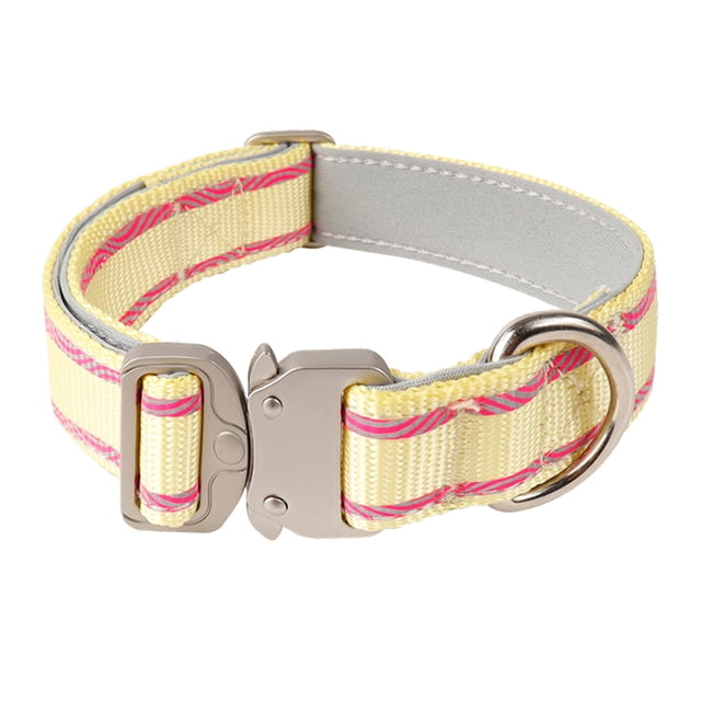 Reflective Nylon Dog Collars Reinforced Heavy Duty Pet Collar With Metal Quick Release Buckle Adjustable For Medium And Large Dogs(28 36cm)1pc