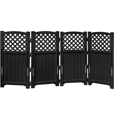 Homall Outdoor Patio 4 Panel Screen Enclosure,Plastic Privacy Screens, Air Conditioner Fence Panels, Trash Can Fence for Garden,Black