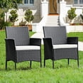 thumbnail image 1 of Gymax 2PCS Patio Rattan Arm Dining Chair Cushioned Sofa Furniture Black, 1 of 9