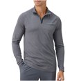 thumbnail image 1 of RXIRUCGD Chemise Décontractée à Manches Longues pour Hommes, Couleur Unie, Col Rabattu avec Fermeture Éclair, Gris, Taille : TG, 1 of 8