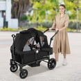 thumbnail image 2 of Gymax Poussette-Wagon pour 2 Enfants, Poussette Double à Pousser et Tirer avec Poignée Réglable, Noire, 2 of 10