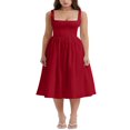thumbnail image 1 of Women Summer Sleeveless Solid Color High Waist Midi Cami Dress, 1 of 5