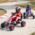 thumbnail image 2 of Gymax Kart à Pédales pour Enfants à 4 Roues avec Embrayage et Frein à Main Roues Multi-Terrain Rose Rose, 2 of 10