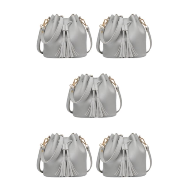 Maytalsory Chic Small Shopping Bucket Shoulder Bag Drawstring Purse Handbag Blue Gray 22x11x19CM 5Set