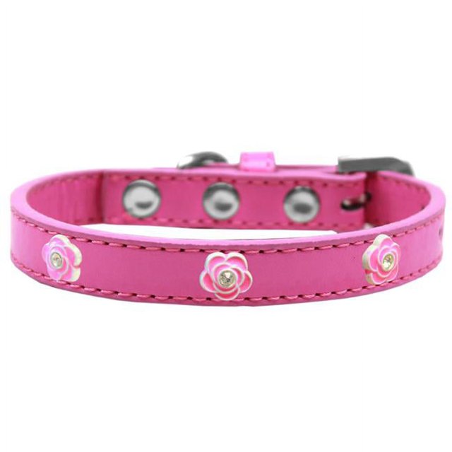 Bright Pink Rose Widget Dog Collar Bright Pink Size 14