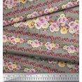 thumbnail image 2 of Soimoi Green Viscose Chiffon Fabric Leaves & Pink Floral Fabric Prints by Yard 42 Inch Wide, 2 of 3