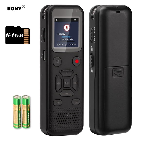 RONY 72GB Digital Voice Activated Recorder: Portable Tape Recorder with Playback Audio Recording Device for Lectures Meetings