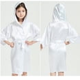 thumbnail image 3 of MIASHUI Peignoirs de Pyjama pour Enfants Garçons Filles en Soie Satinée à Capuche, Blanc, 8-9 Ans, 3 of 7