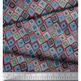 thumbnail image 2 of Soimoi Crepe Silk Fabric Square Geometric Decor Fabric Printed Yard 42 Inch Wide, 2 of 3
