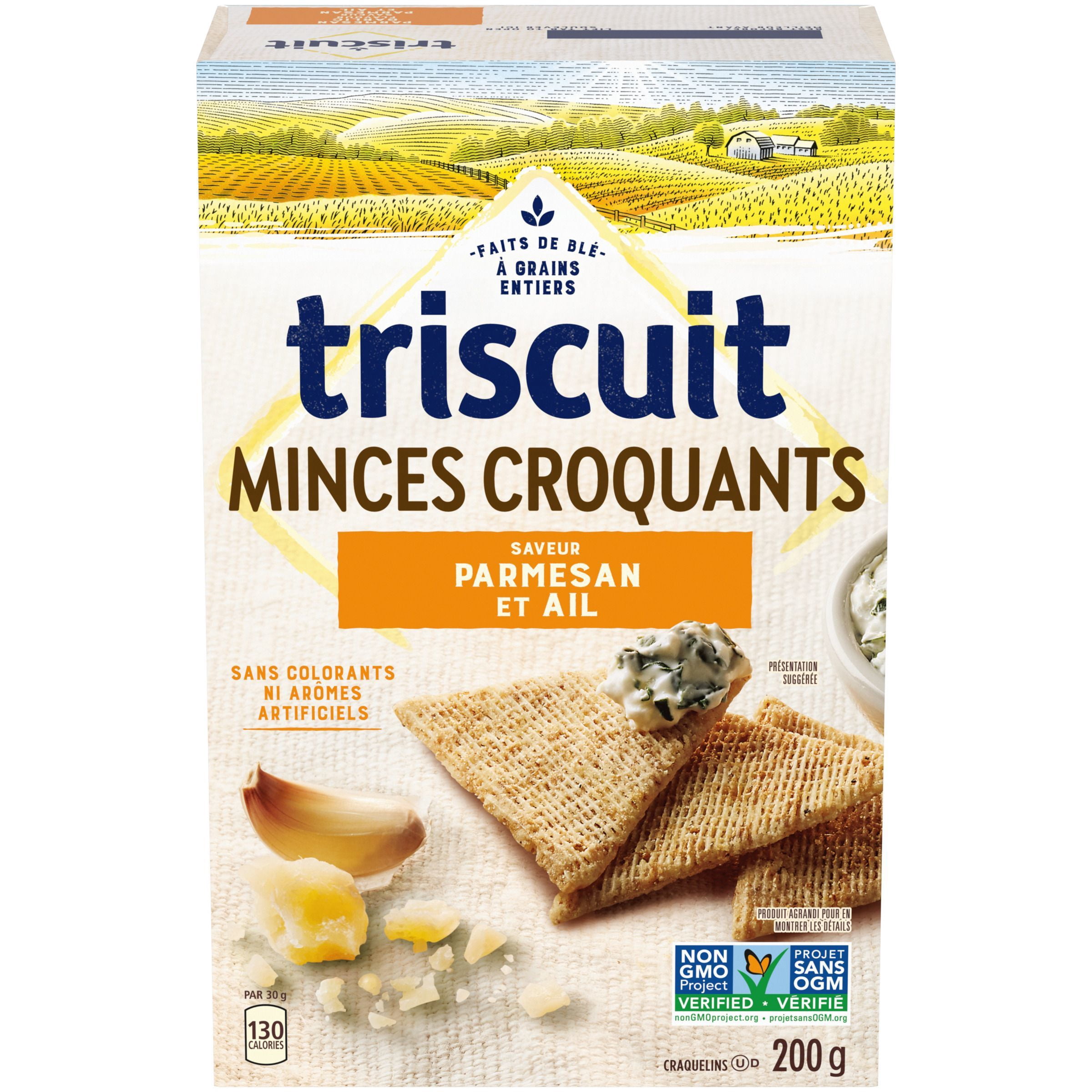 TRISCUIT minces et croquants, à saveur de parmesan et ail craquelins