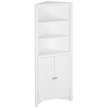 kleankin Corner Bathroom Cabinet, Double Doors and Adjustable Shelves
