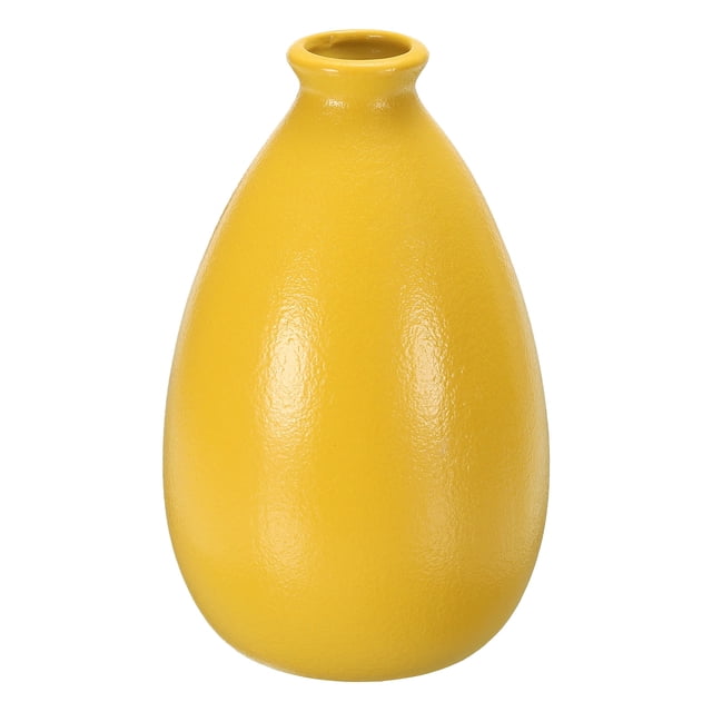 Unique Bargains Flower Vase, Ceramic Vases Matte Small Floral Vases for Home Decor, Gold Yellow