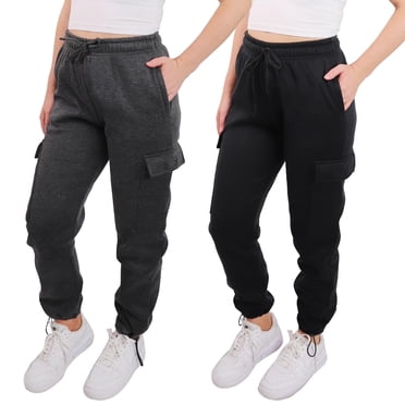 SPXTREME [2 Pack] Women's Sweatpants Cargo Jogger Soft Fleece Adjustable Pants, Sizes S - 2XL