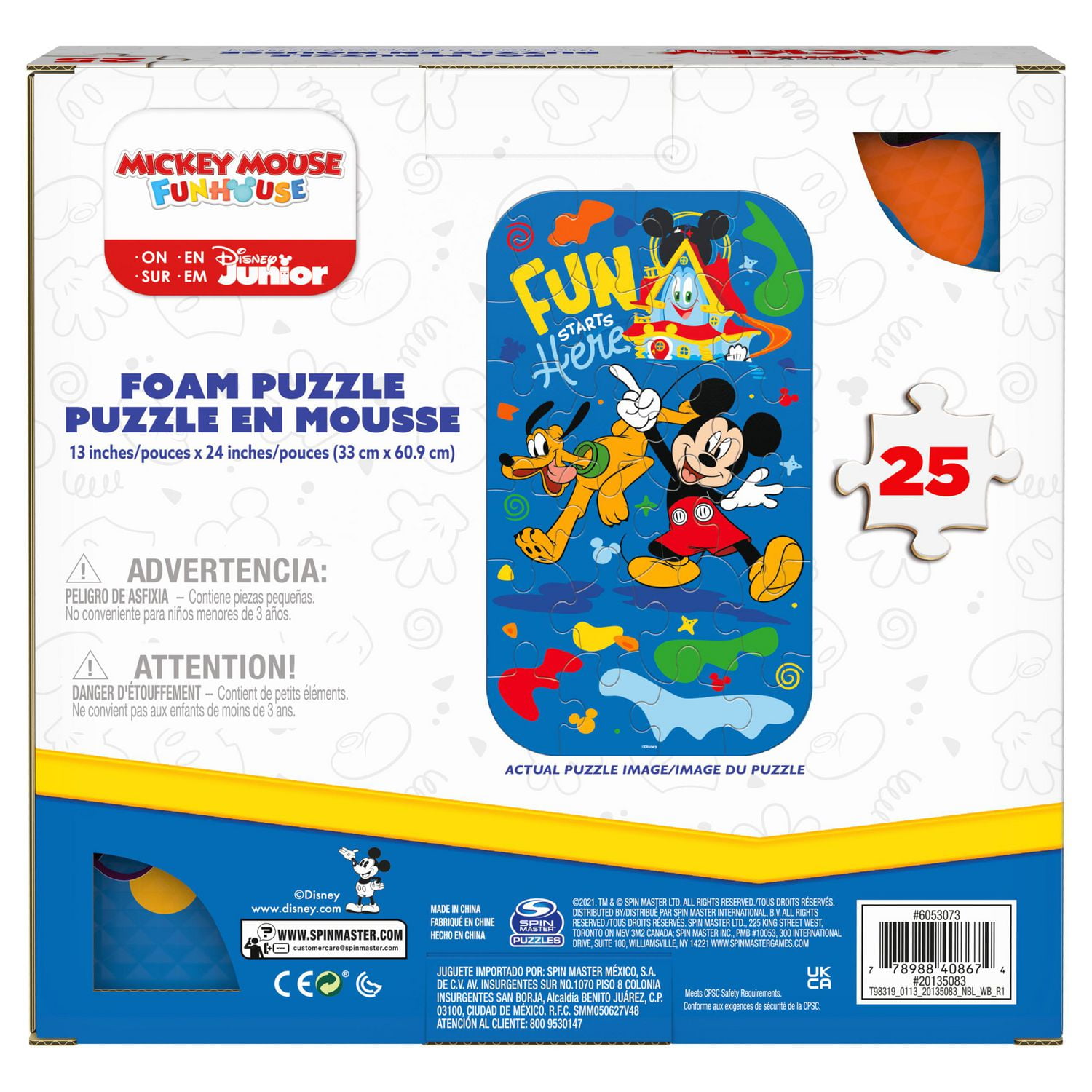 Mickey Mouse, puzzle spongieux en mousse 25 pièces Disney Junior Clubhouse Pluto Fun Starts Here, pour les enfants de 4 ans et plus
