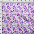 thumbnail image 4 of oneOone Polyester Spandex Purple Fabric Floral Craft Projects Decor Fabric Printed By The Yard 56 Inch Wide, 4 of 4