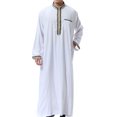 thumbnail image 4 of Birdeem Robe Musulmane pour Hommes Robe Arabe Mi-Longue Style Long Manches Longues Brodée Col Montant Poche Longue Chemise Mode Décontractée, 4 of 9