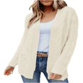thumbnail image 4 of Women Cable Knitted Cardigan Outwear Solid Color Long Sleeve Open Front Sweater Jacket with Pockets, 4 of 6