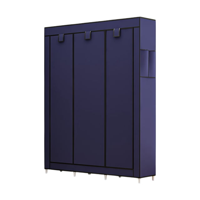 Blue Dustproof Closet Wardrobe Multifunctional Fabric Storage Cabinet Assembly Organizer For Home Bedroom Portable Space Saving Storage Solution Easy Setup H-18 Blue