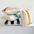 thumbnail image 5 of The HomeCentric Decorative Red Pack of 2, 18"x18" (45x45 cm) Throw Pillows, Velvet & Linen Patchwork Throw Pillows For Couch, Striped Pattern Modern Style Easter - Velvet Band Red, 5 of 5